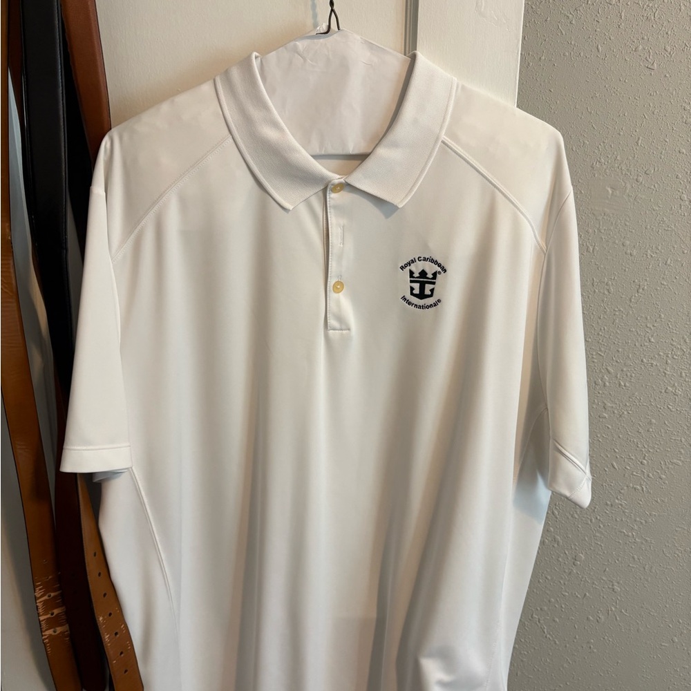 Nike White Polo Shirt with Navy Logo